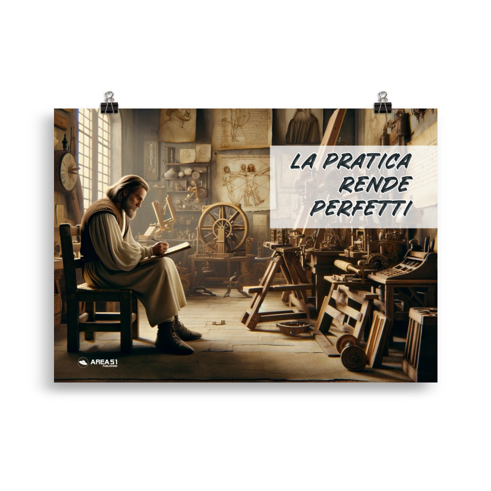 Poster "La pratica rende perfetti" – Leonardo Da Vinci Edition - A51 Benessere Shop