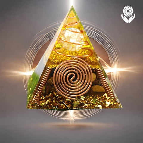 Piramide Orgonite con sfera di cristallo e avvolgimento in rame - A51 Benessere Shop