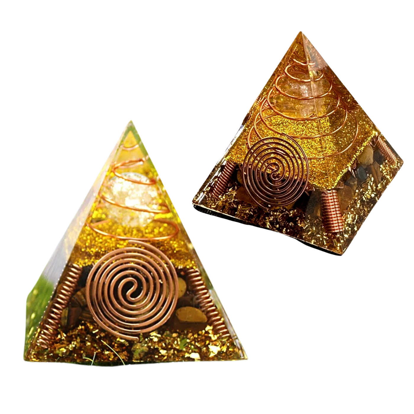 Piramide Orgonite con sfera di cristallo e avvolgimento in rame - A51 Benessere Shop