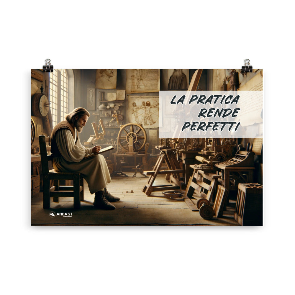 Poster "La pratica rende perfetti" – Leonardo Da Vinci Edition - A51 Benessere Shop