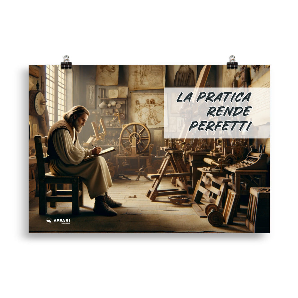 Poster "La pratica rende perfetti" – Leonardo Da Vinci Edition - A51 Benessere Shop