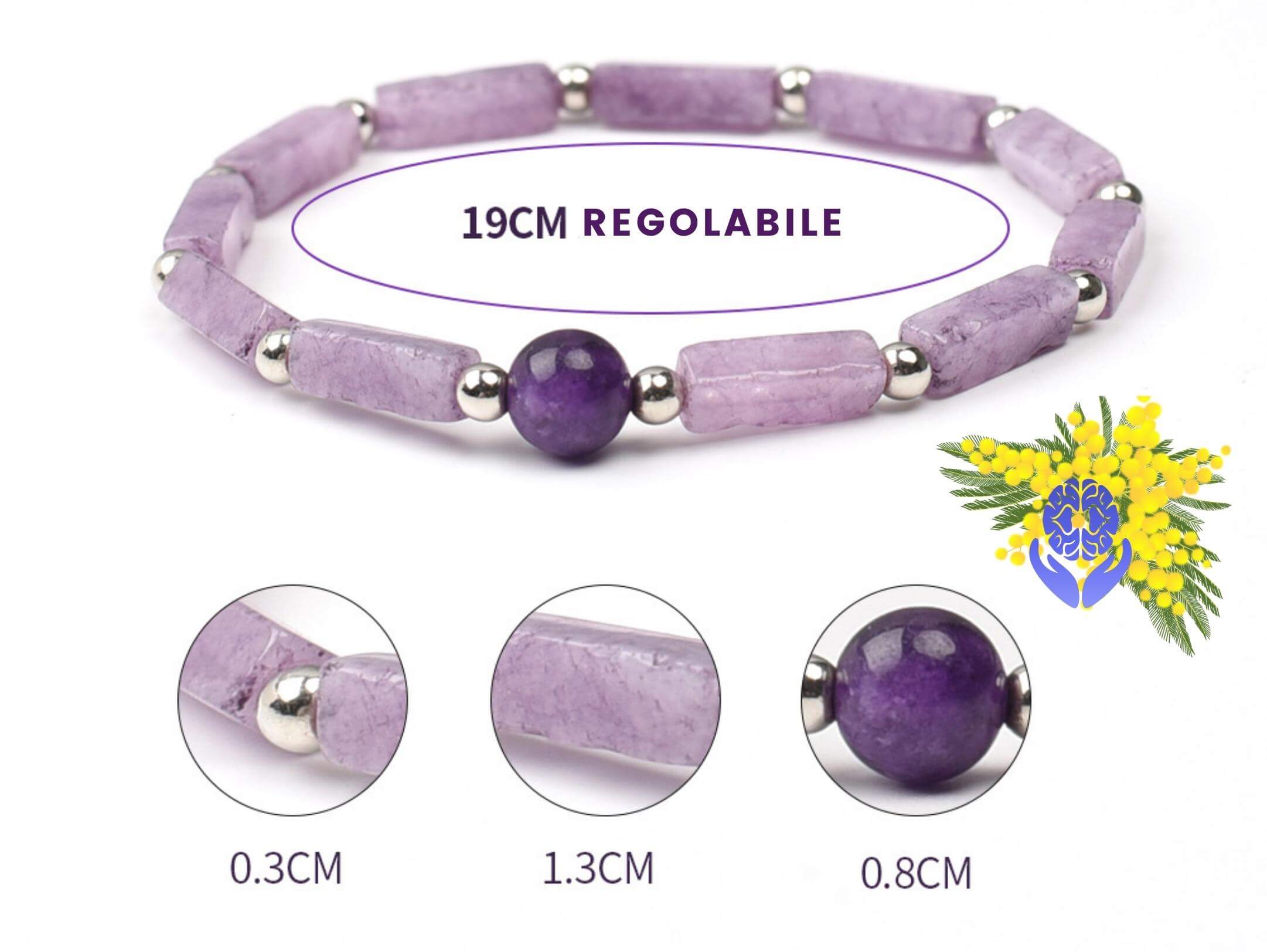 Braccialetto donna di Ametista naturale - A51 Benessere Shop