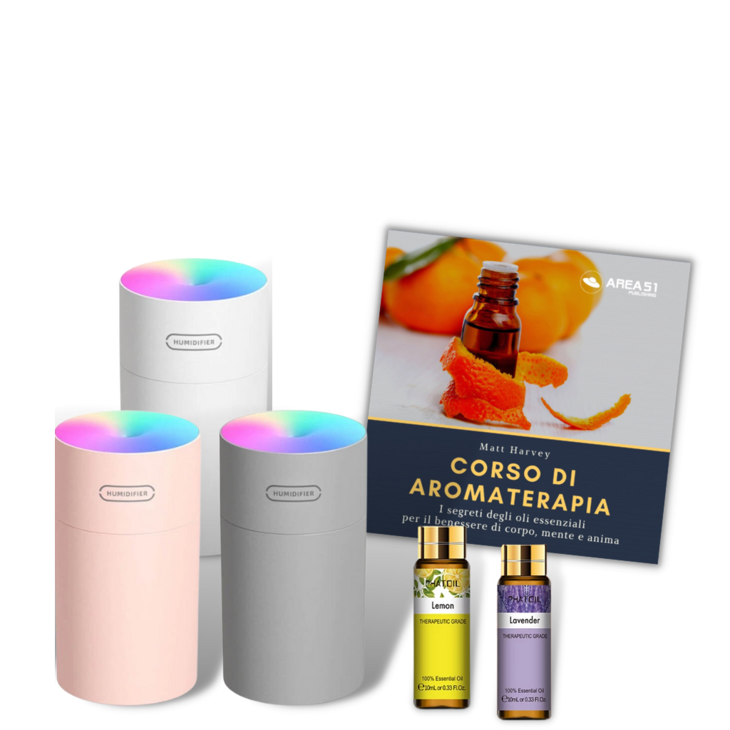 Corso di Aromaterapia + Umidificatore con 2 Oli Essenziali - A51 Benessere Shop